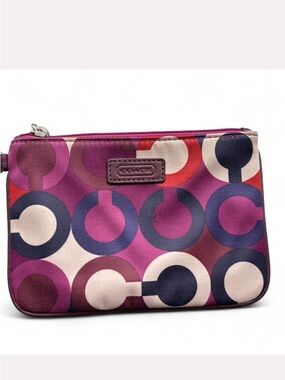 Coach Multicolor Pink Purple Circle Print Wristlet